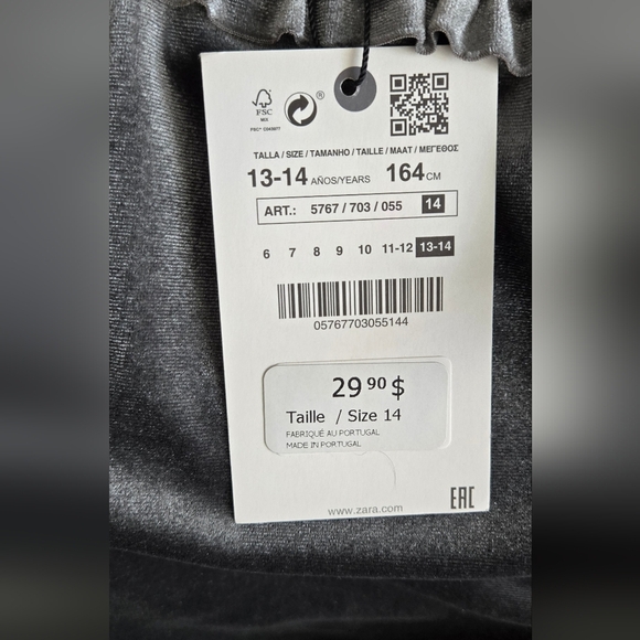 Zara Kids Charcoal Velvet Trousers - Picture 4 of 4